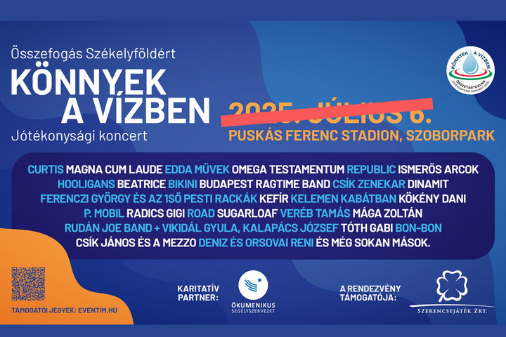 Fotó: Facebook/Magyar Ökumenikus Segélyszervezet/MH Szeptemberre halasztják a Könnyek a vízben segélykoncertet