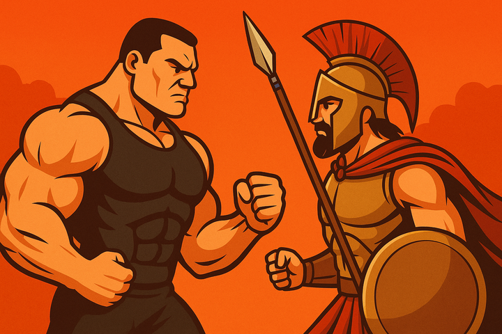 Fotó: AI által egyedi grafikával generált illusztráció Győzne-e egy mai testépítő a spártai harcosok ellen?
