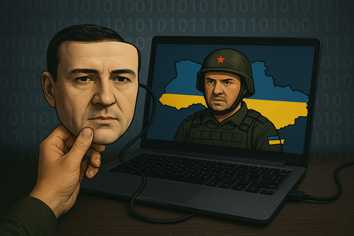 Fotó: MI által egyedi grafikai generálással készített illusztráció Deepfake háború, az AI videók fegyverként Ukrajnában