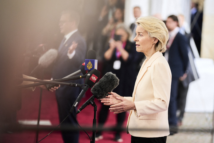 Fotó: Ritzau Scanpix via AFP/Thomas Traasdahl Ursula von der Leyen újabb négymilliárd euró hitelt jelentett be Ukrajnának, részben dróngyártásra