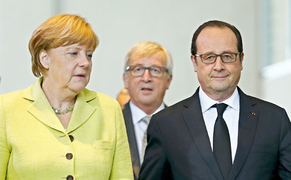 Forrás: mh Merkel, Juncker és Hollande 20150602