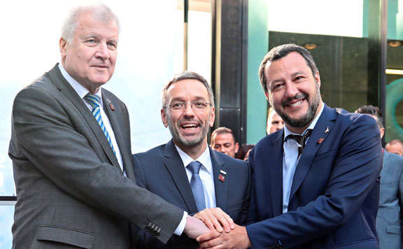 Horst Seehofer, Herbert Kickl és Matteo Salvini 20180713